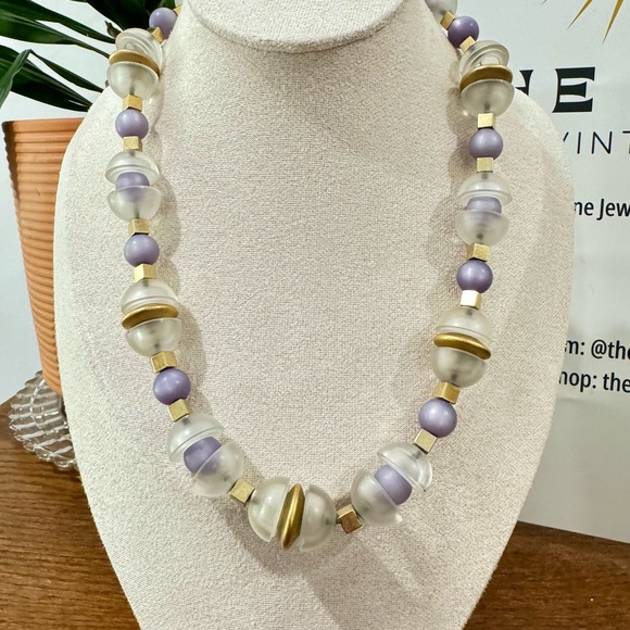 Napier Crystal Ice Collection, Lucite MCM Bead Statement Necklace - Picture 1 of 5